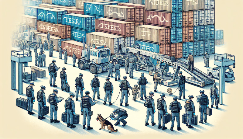 Illustration de contrôle de sécurité des marchandises lors du transport international
